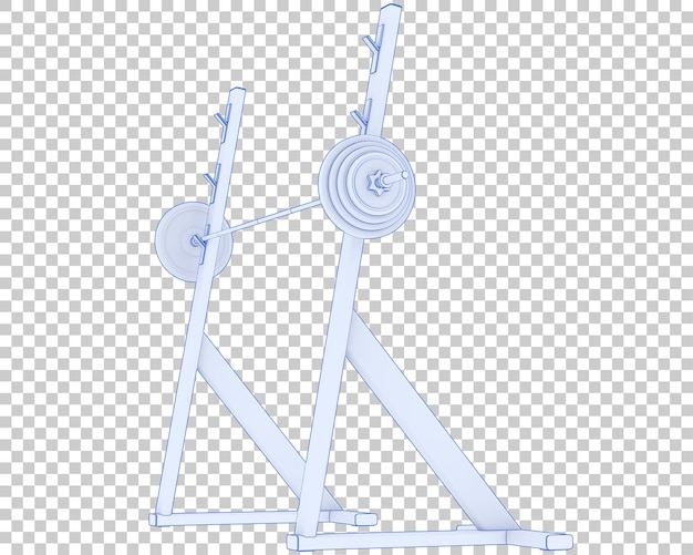 Barra con estante de pesas sobre fondo transparente Ilustración de renderizado 3d