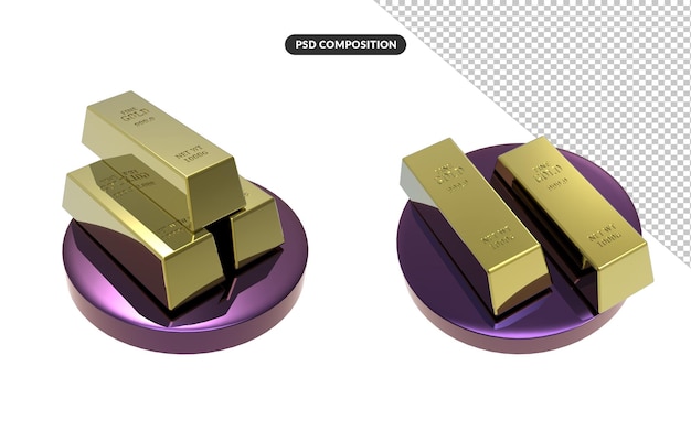 Barra de oro 3d con podio PSD Premium