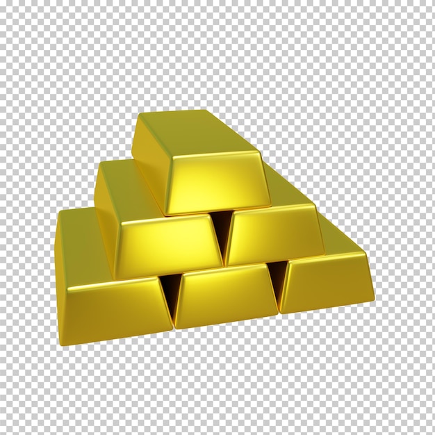 Barra de oro fina de representación 3D aislada