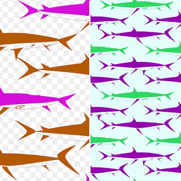 Barracuda com silhueta pontiaguda abstracto desenho minimalista um padrão sem costura azulejos dia mundial do oceano