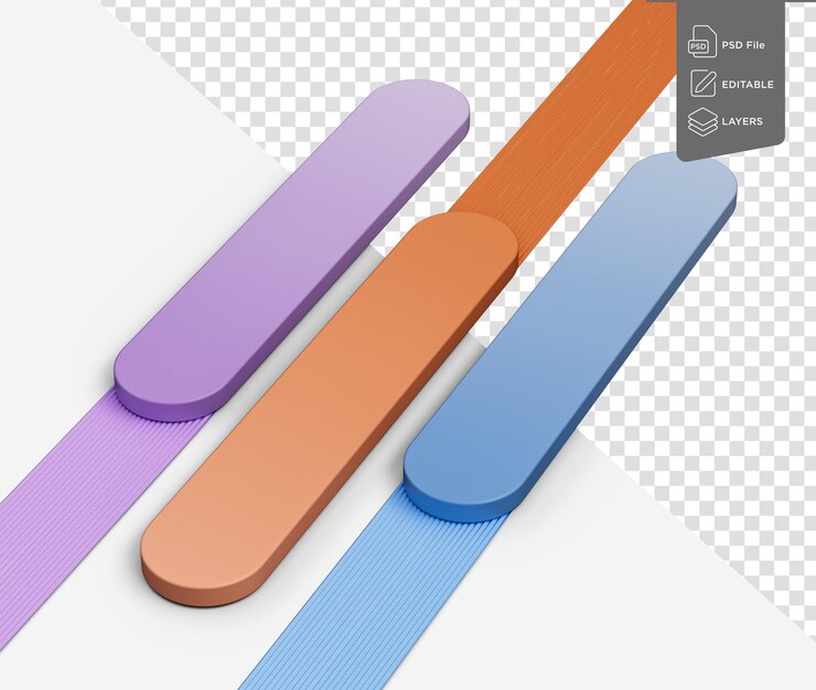 PSD barras abstractas coloridas con cintas texturizadas que crean un aspecto elegante y elegante ilustración 3d