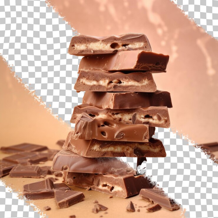 PSD barras de chocolate sobre un fondo transparente de tela