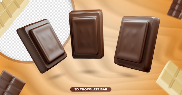 PSD barras de chocolate 3d para composição de páscoa