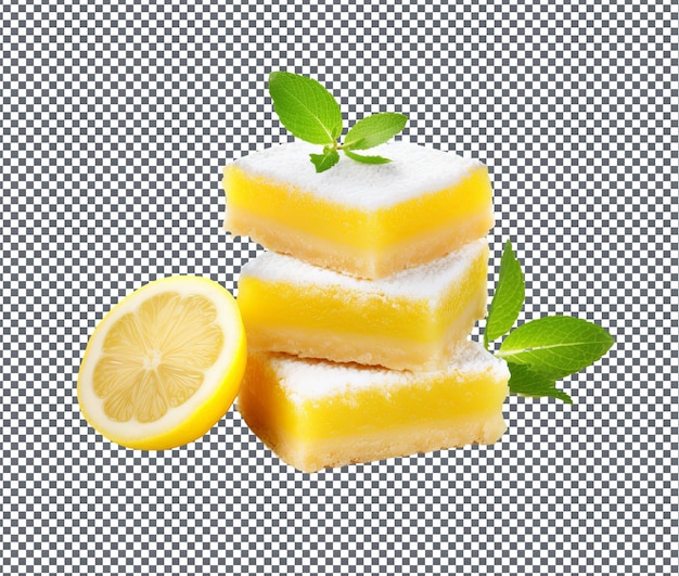Barras de limão frescas e saborosas isoladas sobre um fundo transparente