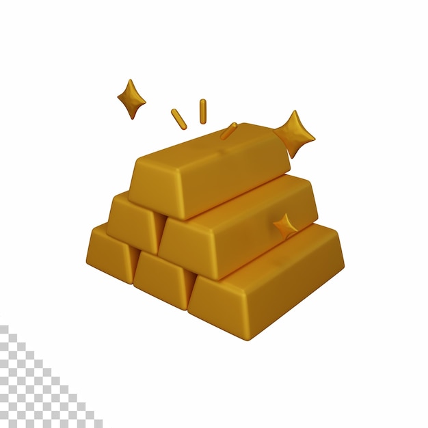 Barras de oro de renderizado 3d aisladas útiles para el diseño económico y financiero de la moneda comercial