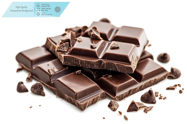 Une barre de chocolat isolée sur un fond transparent
