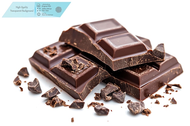 Une barre de chocolat isolée sur un fond transparent