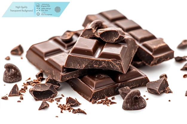 Une barre de chocolat isolée sur un fond transparent