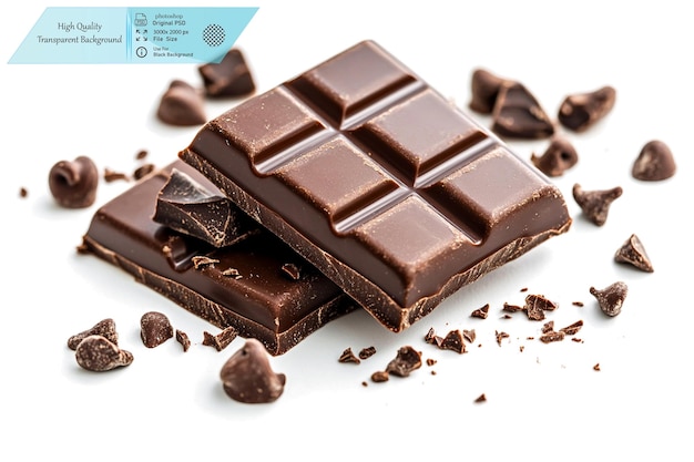 Une barre de chocolat isolée sur un fond transparent