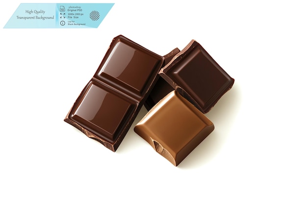 Une barre de chocolat isolée sur un fond transparent