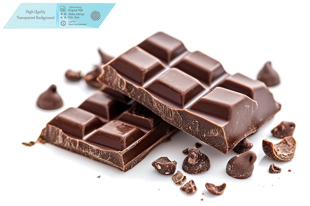 Une barre de chocolat isolée sur un fond transparent