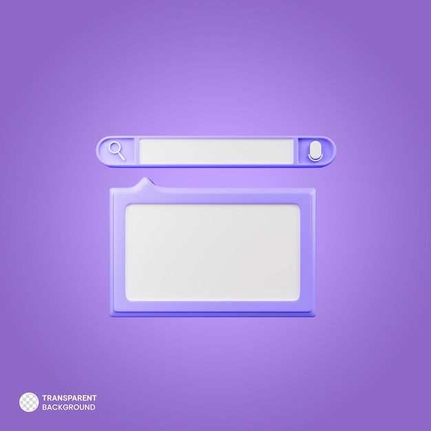Barre de recherche pour l'illustration de rendu 3d de l'icône du site Web