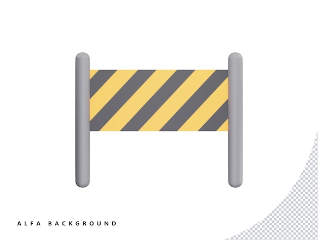 PSD barreira de estrada com ilustração de estilo minimalista de desenho vetorial 3d