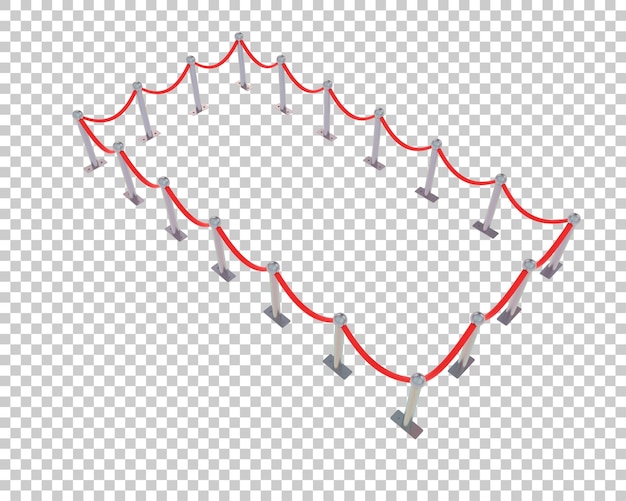 PSD barrera de cuerda aislada en el fondo ilustración de renderización 3d