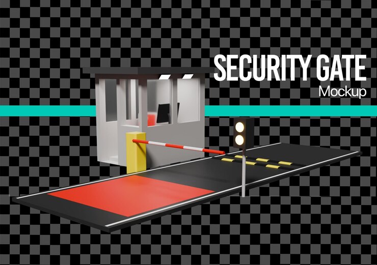 PSD barrera de puerta automática de seguridad 3d con portal para maqueta de vehículo