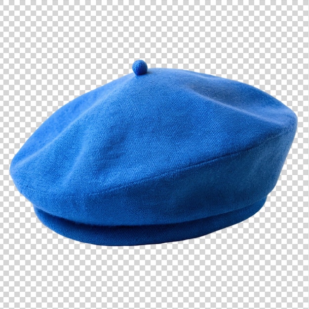 Barreta azul de gorra francesa aislada sobre un fondo transparente