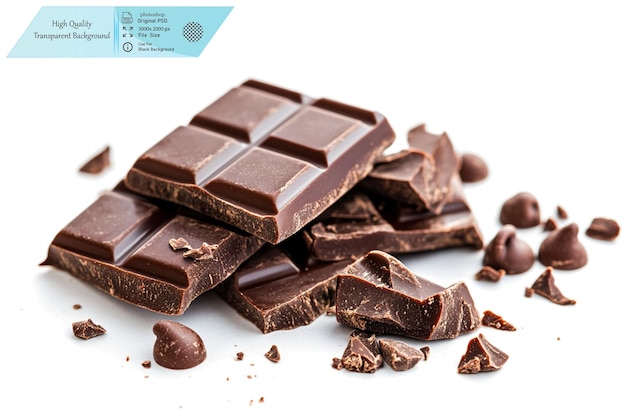 Barretta di cioccolato isolata su uno sfondo trasparente