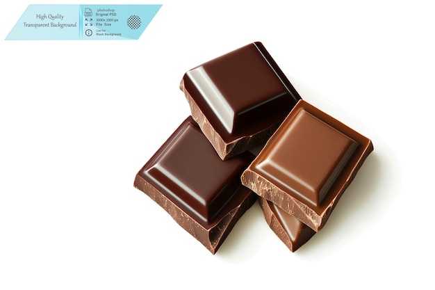 Barretta di cioccolato isolata su uno sfondo trasparente