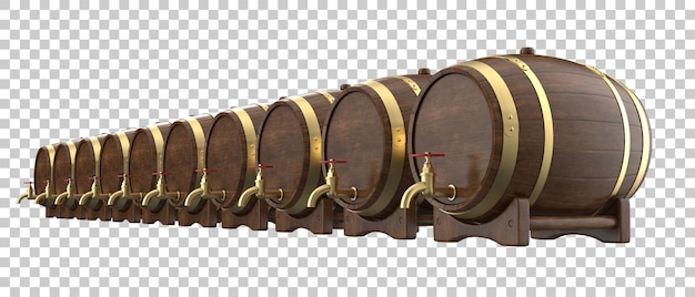 Barril de cerveja na ilustração de renderização 3d de fundo transparente