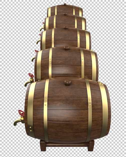 PSD barril de cerveja na ilustração de renderização 3d de fundo transparente