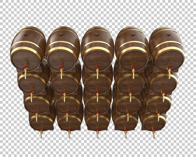Barril de cerveja na ilustração de renderização 3d de fundo transparente