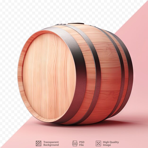 PSD barril de madeira para armazenamento de bebidas em fundo transparente
