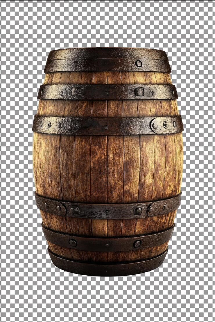 Barril de madera Barril rústico que exuda tradición Hiperrealista aislado blanco llano trasfondo transparente