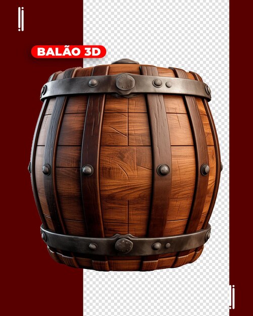 Barril de madera psd para imagen de composición sin fondo.