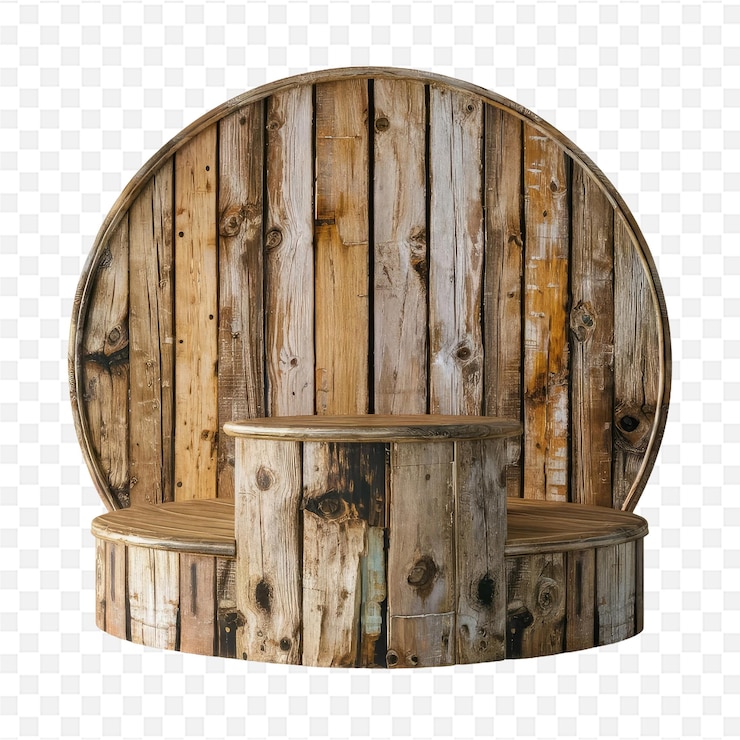 PSD un barril de madera con una tapa redonda que dice quot madera quot en él
