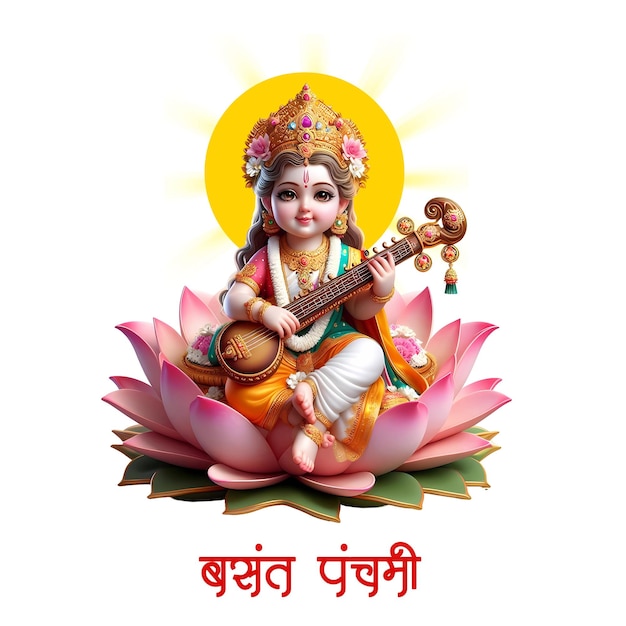 PSD basant panchami deusa saraswati com design veena