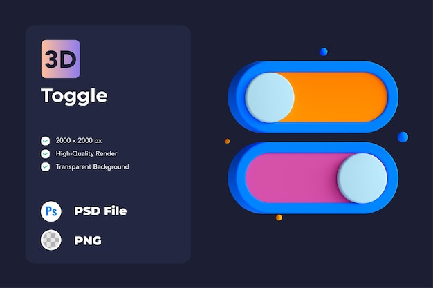 PSD bascule d'illustration d'icône 3d