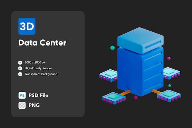 PSD base de datos del servidor del centro de datos de la ilustración del icono 3d