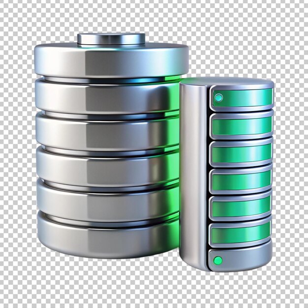 La base de datos del servidor de ilustración de iconos 3D está aislada en un fondo transparente