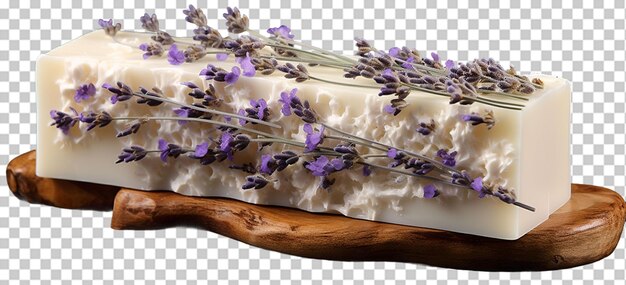 PSD base de jabón blanco con flores de lavanda secas incrustadas