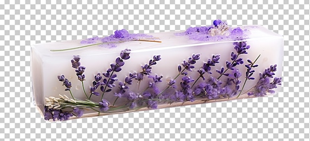 PSD base de jabón blanco con flores de lavanda secas incrustadas