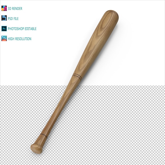 Baseball-Schläger 3D-Rendering-PSD-Datei