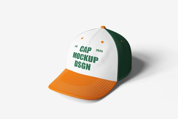 Baseballkappen-Mockup in weiß-orange und grün