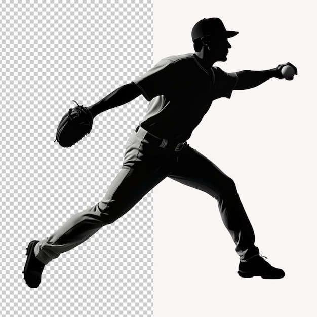 PSD baseballspieler mit voller körperansicht silhouette