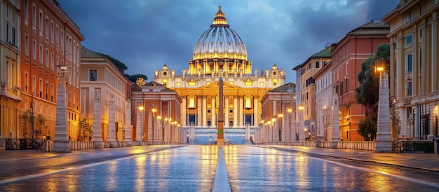Basilica di San Pietro a Roma al crepuscolo