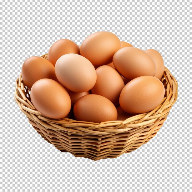 PSD a basket with eggs isolated on transparent background