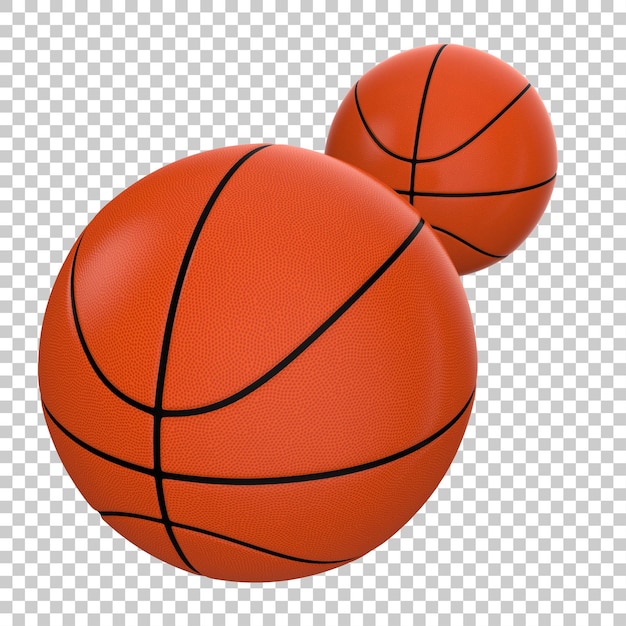 Basketballbälle auf transparentem hintergrund 3d-darstellung