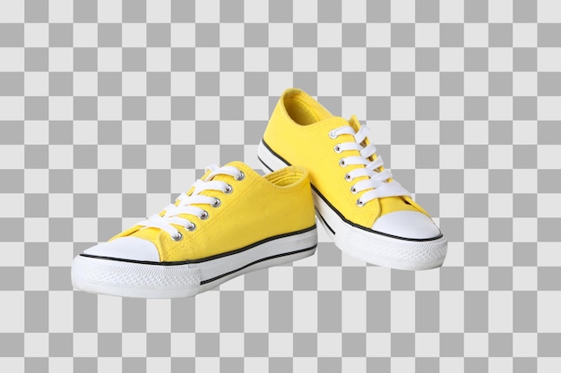 Des baskets jaunes isolées sur un fond blanc