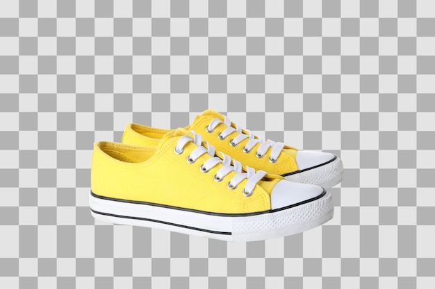 Des baskets jaunes isolées sur un fond blanc