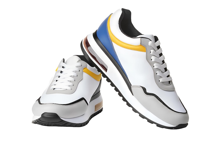 PSD des baskets modernes multicolores isolées sur un fond transparent