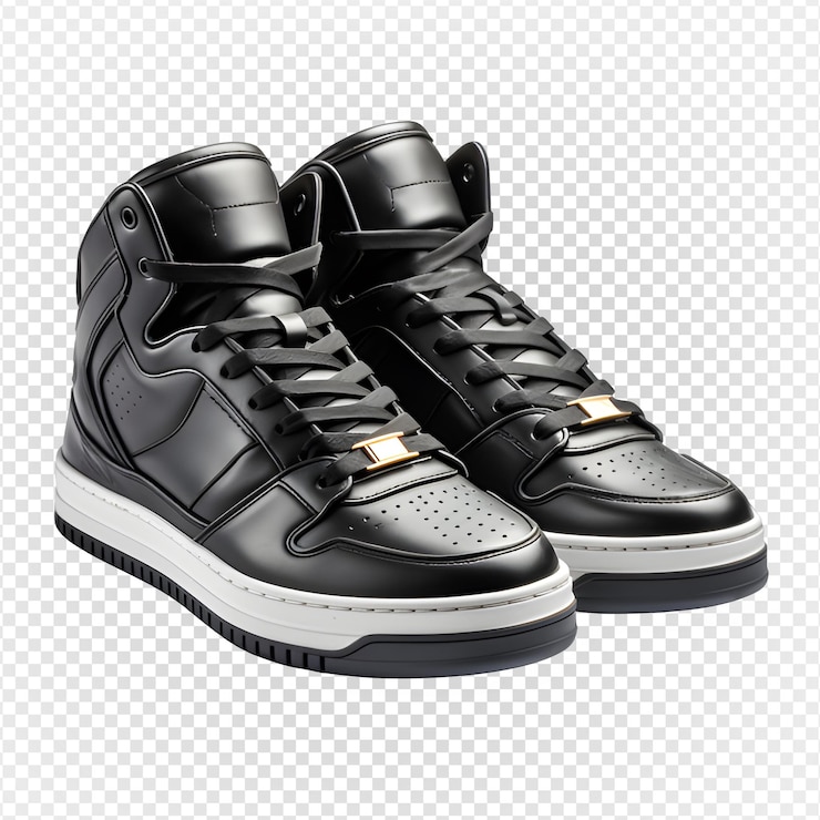 PSD des baskets noires isolées sur un fond transparent des chaussures noires png générative ai