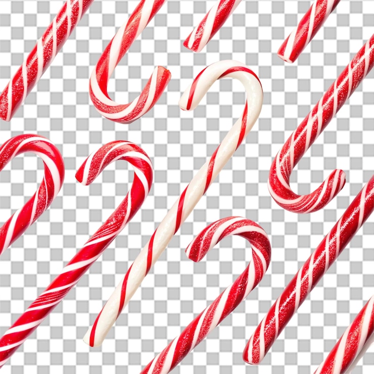 PSD los bastones de caramelo para navidad aislados sobre un fondo transparente