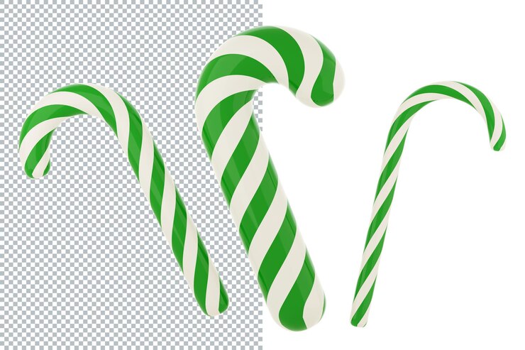 PSD bastones de caramelo verdes y blancos a rayas navideñas