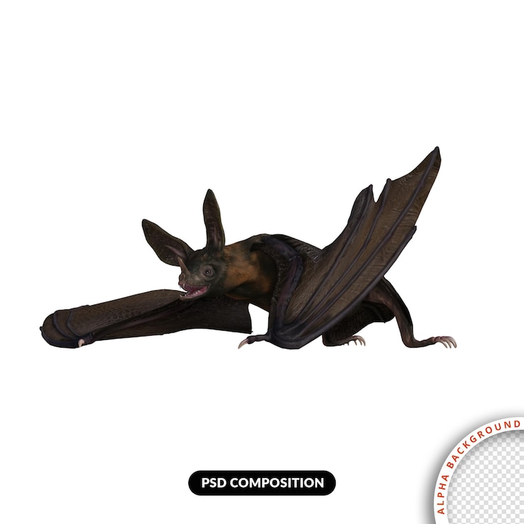 PSD bat 3d terisolasi rendering psd premium