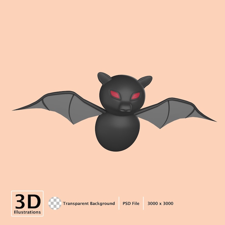 PSD bat hallowen 3d icône illustration