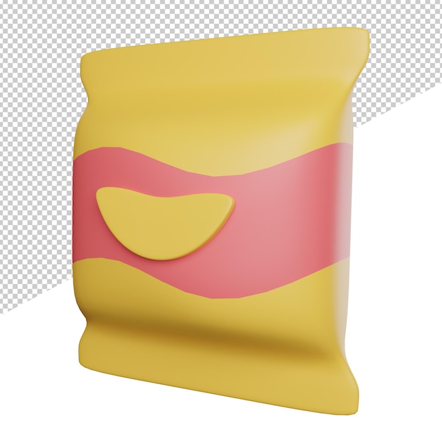 PSD batata chips snack vista lateral ilustração de ícone de renderização 3d em fundo transparente